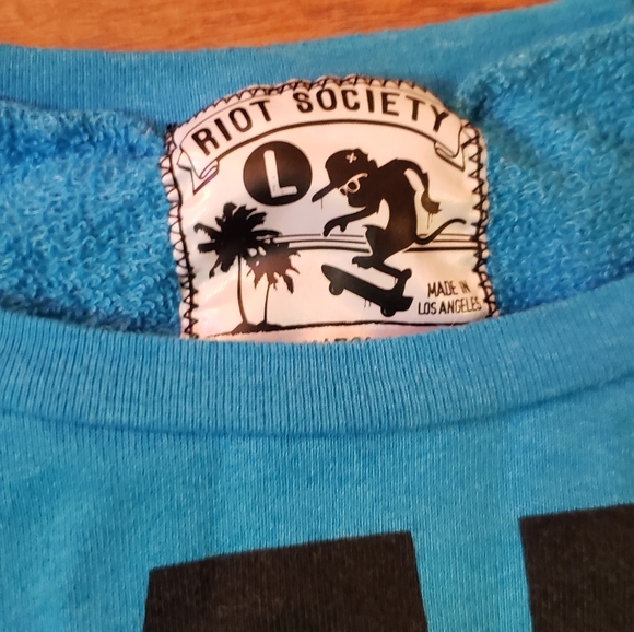 Riot Society LRG MEOW blue cat long-sleeved sweatshirt made in LA - Picture 3 of 7